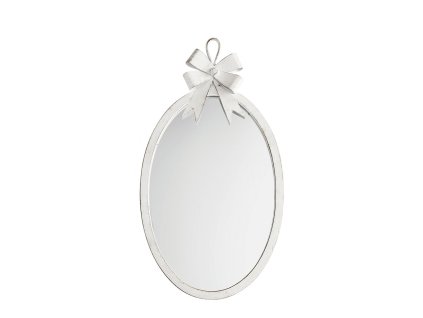 miroir ovale noeud en metal blanchi petit modele