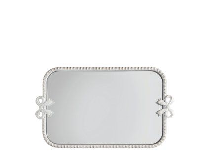 plateau miroir rectangulaire noeud en metal blanchi